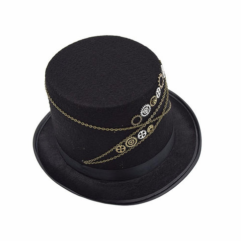 Gothic Wool Brozen Gears Hat